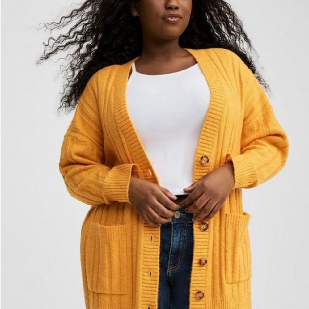 Torrid Golden Yellow Button-Up Cardigan Boyfriend Cardigan Softest Sweater